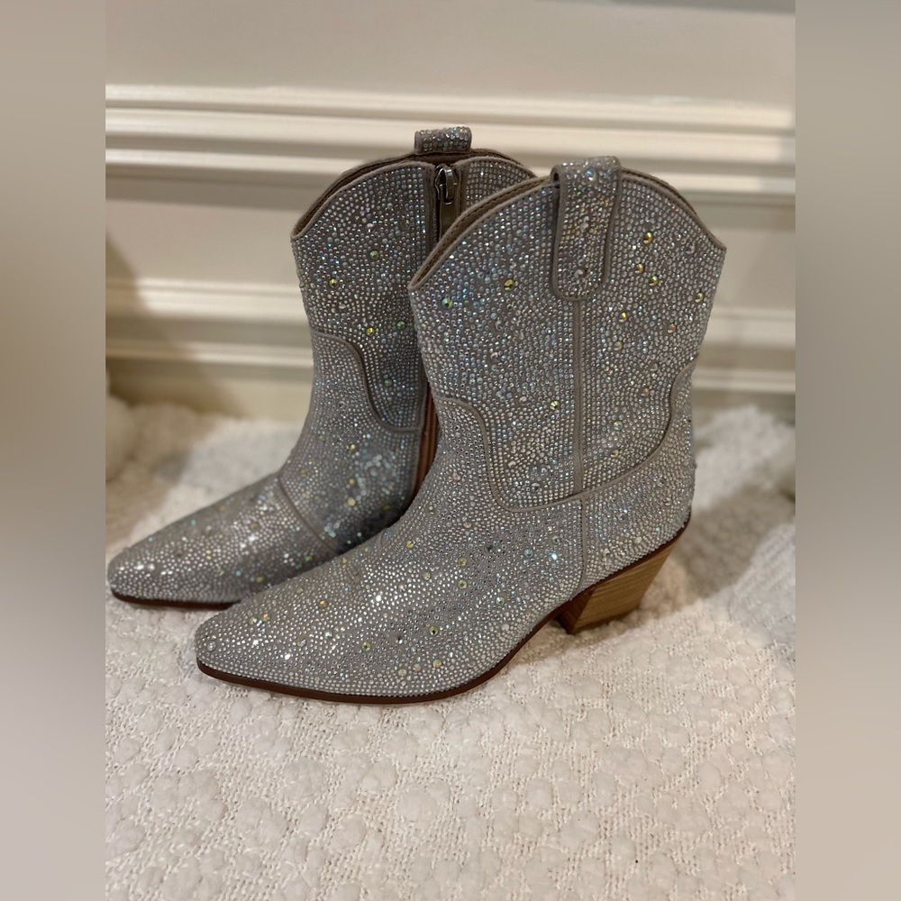 Size 8 Rhinestone Cowboy Ankle Boots